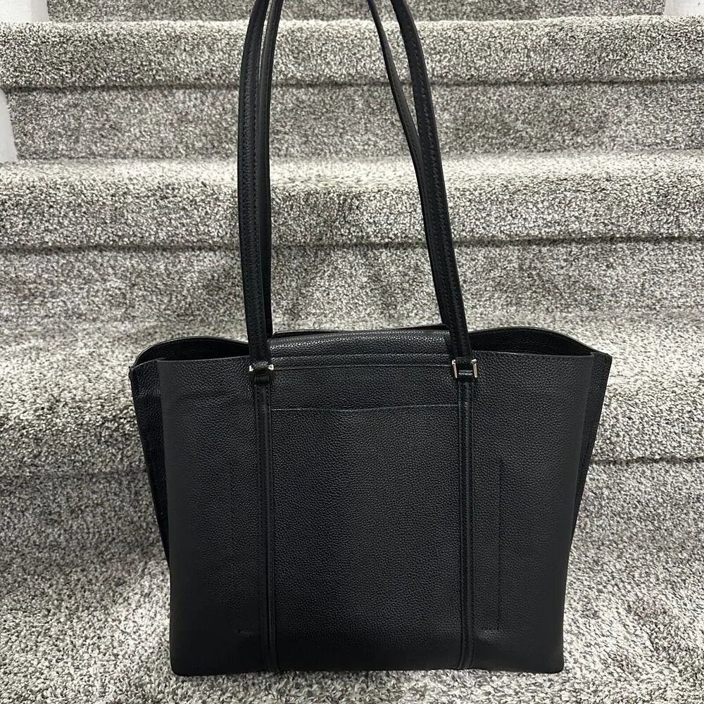 NEW Cole Haan Everyday Grand Series Black Leather Tote Bag Top Zip, Retails $310 - Picture 5 of 16